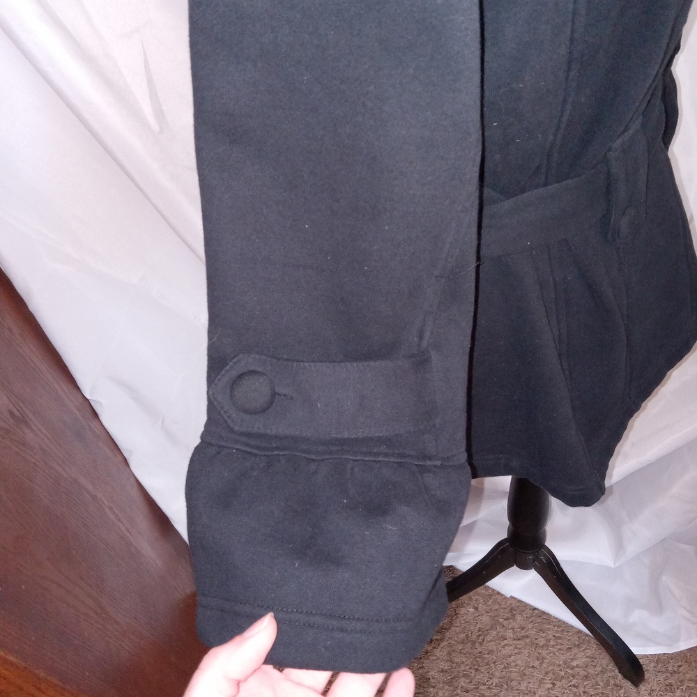 Wet Seal Black Pea Coat 3/4 Flounce Sleeves Womens Size Medium - Picture 6 of 13